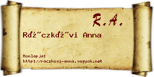 Ráczkövi Anna névjegykártya