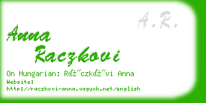 anna raczkovi business card